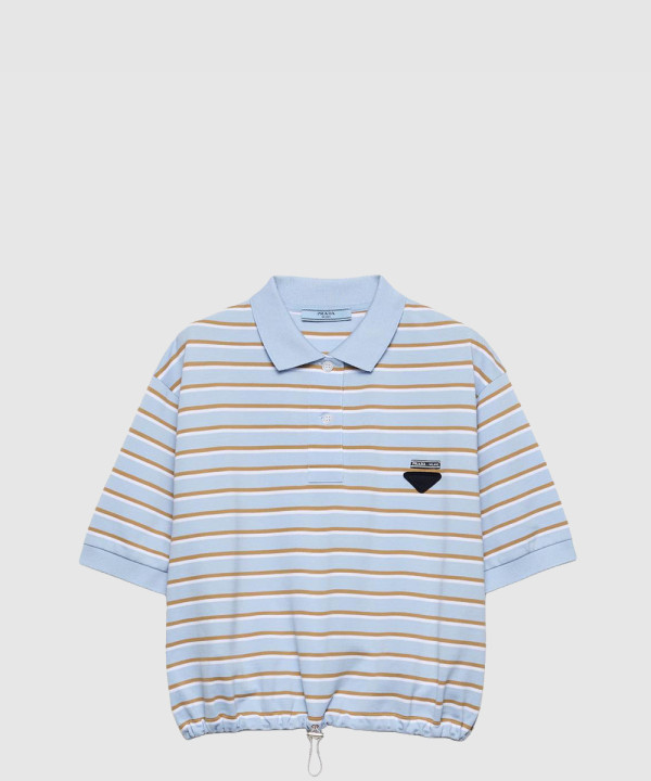 크롭 스트라이프 피케 폴로 셔츠