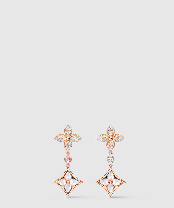 컬러 블라썸 더블 스타 롱 귀걸이 Q06489