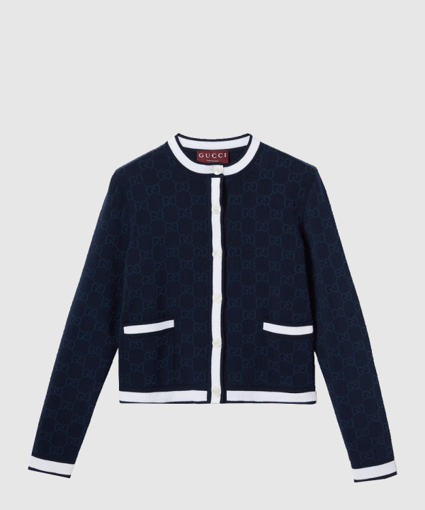 GG 파인 코튼 자카드 가디건