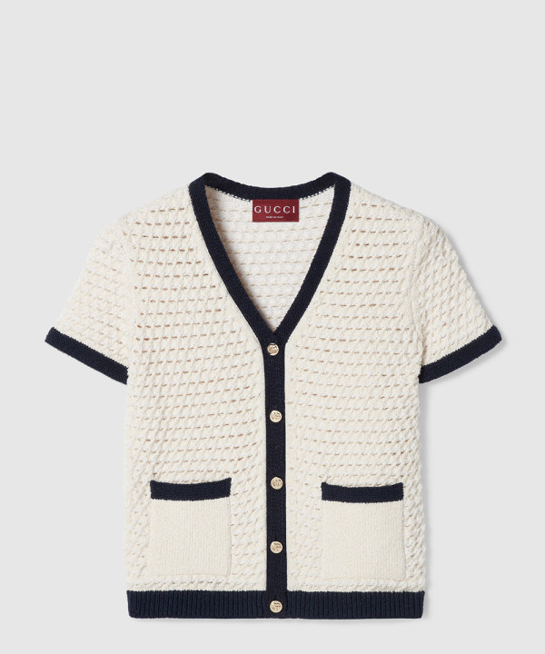 파인 코튼 크로셰 카디건