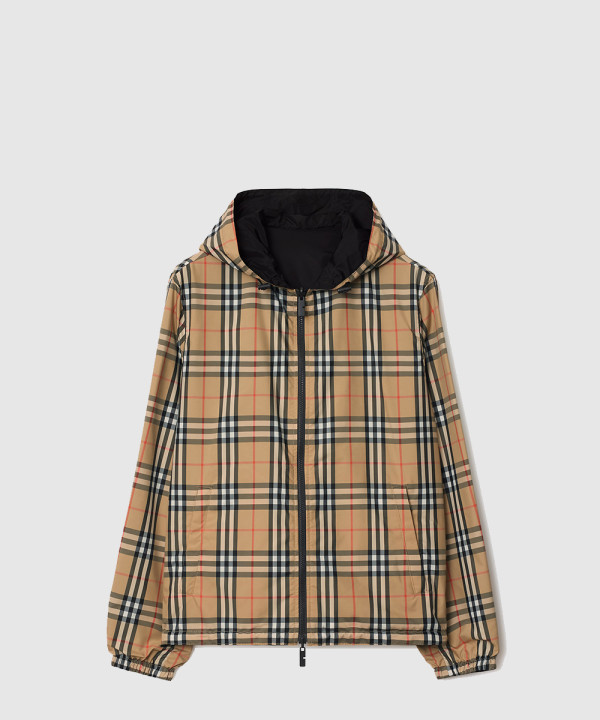 리버시블 체크 후드 재킷