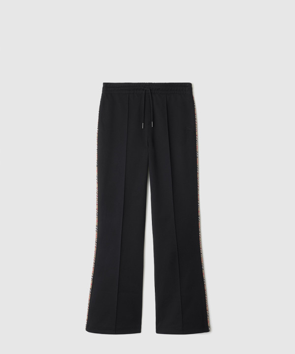 체크 트리밍 코튼 블렌드 트랙 팬츠