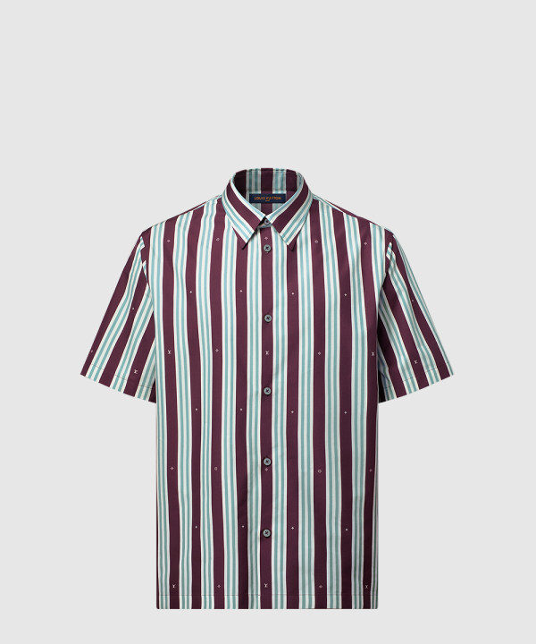 스트라이프드 쇼트 슬리브드 셔츠