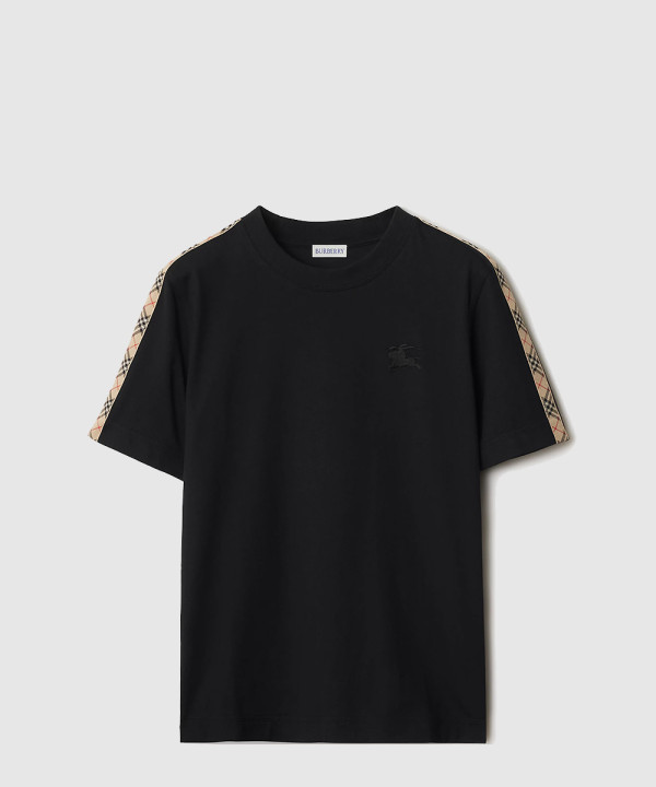 체크 트리밍 코튼 티셔츠