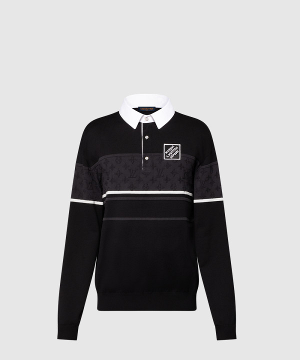 모노그램 자카드 롱 슬리브드 폴로 셔츠