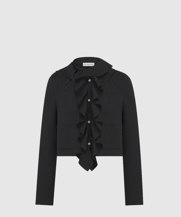 크롭 재킷 탈착식 루싱 칼라