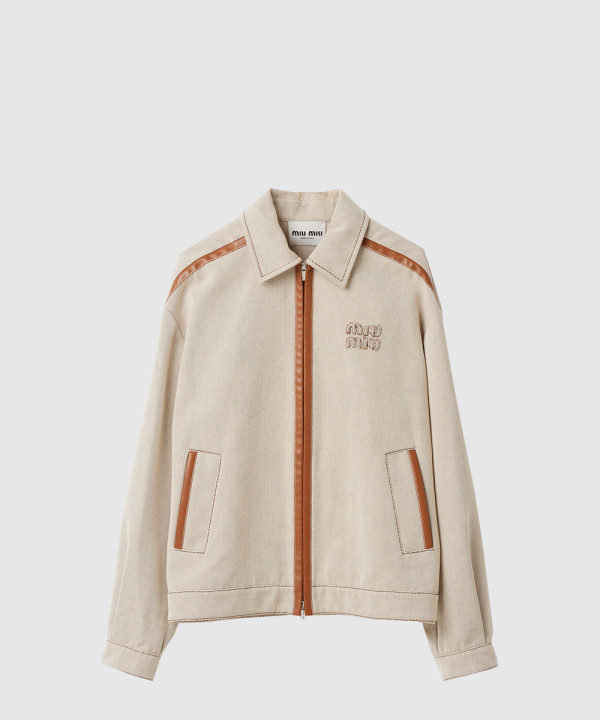 자카드 캔버스 블루종 재킷