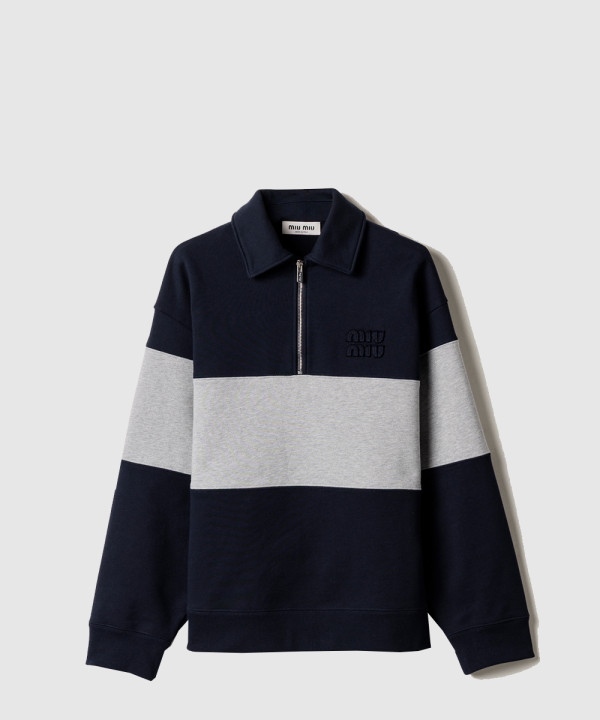 하프 집업 코튼 스웨트셔츠