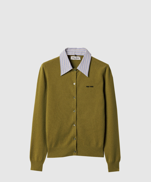 카라 장식 캐시미어 가디건