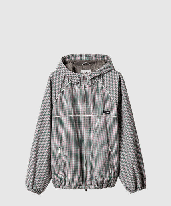 체크 테크니컬 패브릭 봄버 재킷