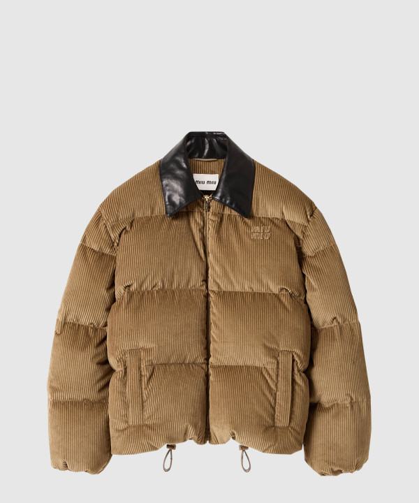 코듀로이 및 나파 가죽 다운 재킷