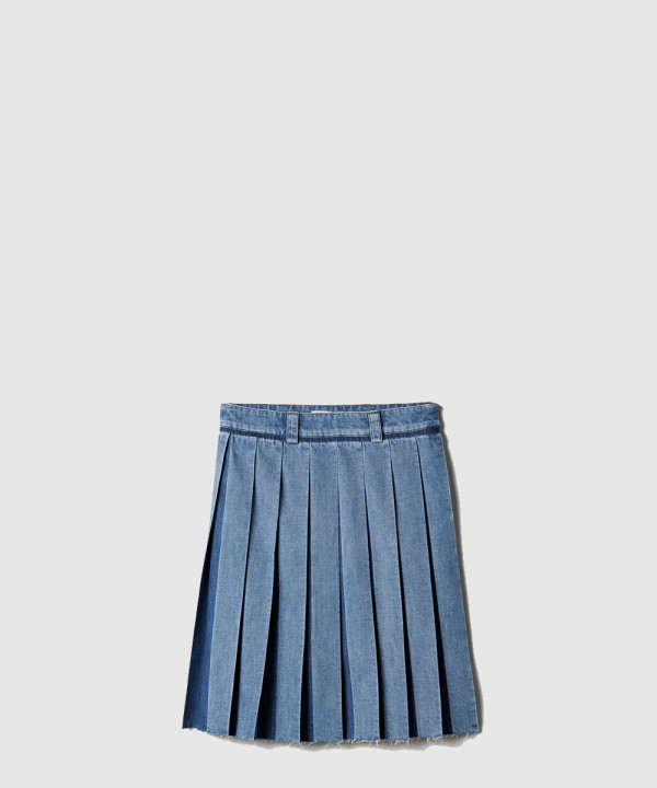 플리츠 데님 스커트