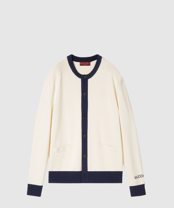 인타르시아가 있는 코튼 카디건