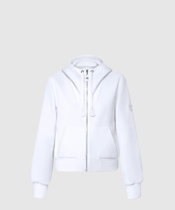 가죽 액센트 후드티