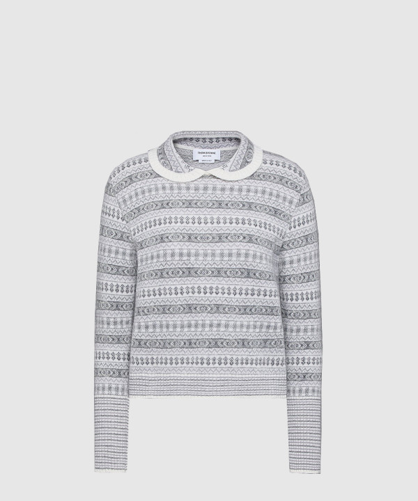 울 플란넬 모헤어 자카드 피터팬 칼라 풀오버