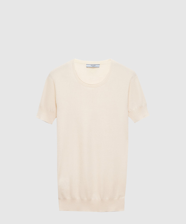 실크와 코튼 크루넥 스웨터