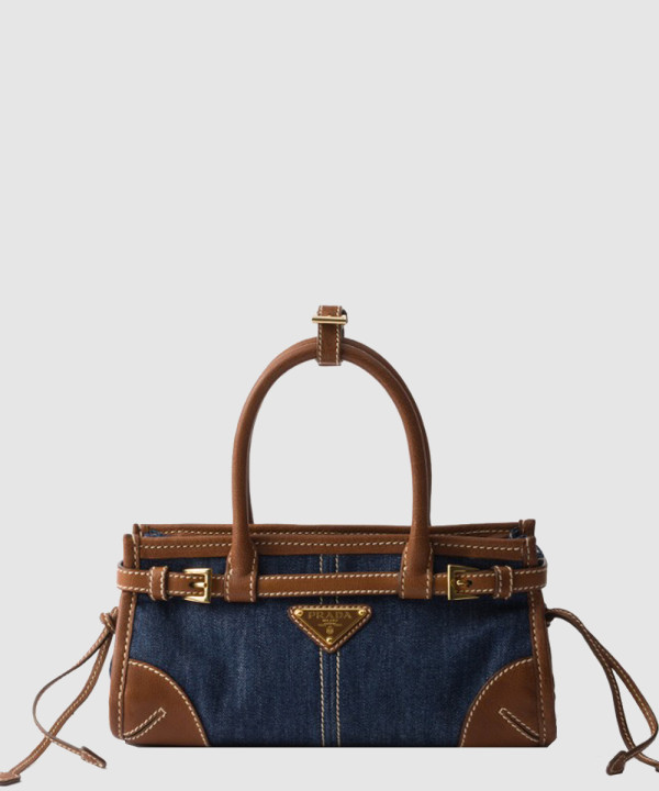 Bonnie스몰 데님과 가죽 패치 클러치 1BA486